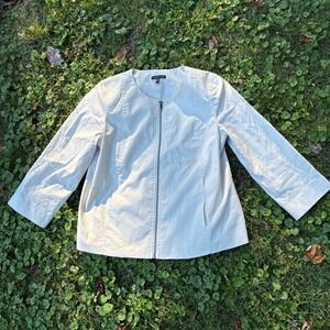 Eileen Fisher Zip Front Jacket Small Ramie Blend‎ Cream Minimalist